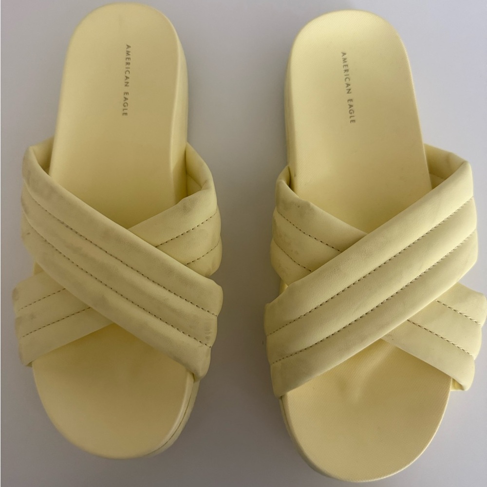 American Eagle Outfitters Women's Yellow Cross-Band Sandals